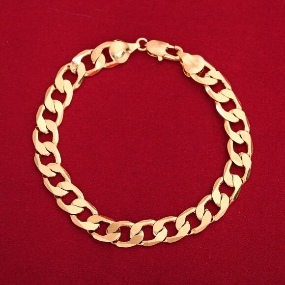 24 Inch 18K Yellow Gold 8mm Wide Open Cuban Necklace and 7.75" Bracelet Combo - Picture 5 of 9